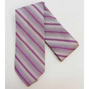 Calvin Klein Men Tie 3" Wide Classic Slim Neck Tie Chalk Striped Berry Purple OS